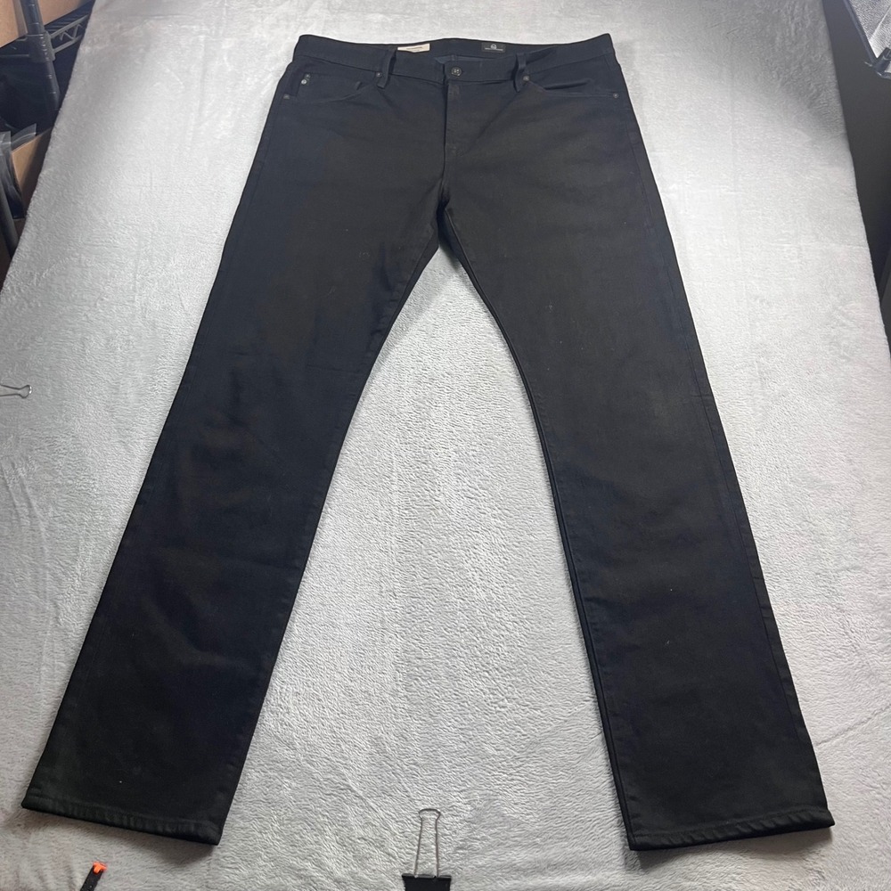 AG Adriano Goldschmied The Graduate Tailored Leg Black Jeans Mens 38x34 USA Made